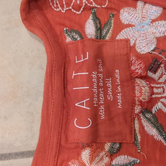 Caite Anthropologie Embroidered Boho Top Size Small - Picture 2 of 4